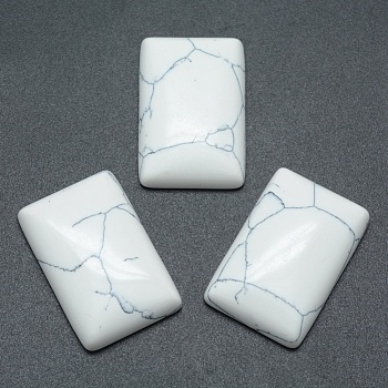 Natural Howlite Cabochons, Rectangle, 30x20x6mm