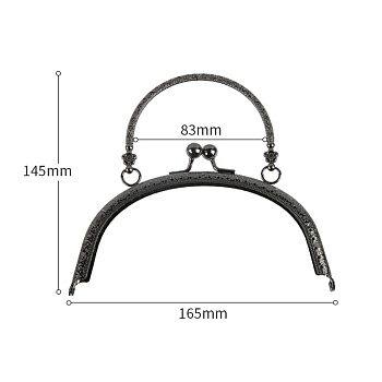 Alloy Kiss Lock Purse Frame Handle, for Coin Purse Making, Gunmetal, 165x145mm