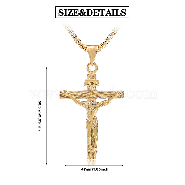 Cross Pendant Necklace with Jesus Crucifix Religious Necklace Sacrosanct Charm Neck Chain Jewelry Gift for Birthday Easter Thanksgiving Day(JN1109B)-6