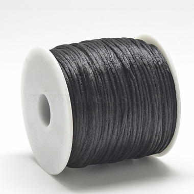 Nylon Thread, Rattail Satin Cord, Black, about 1mm, about 76.55