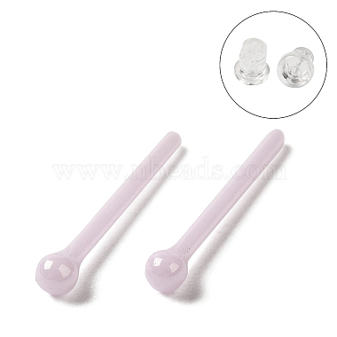 Pink Round Zirconia Ceramic Stud Earrings