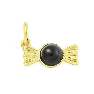 Real 18K Gold Plated Black Candy Brass+Enamel Pendants