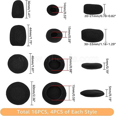 SUPERFINDINGS 16Pcs 4 Style Microphone Windscreen Sponge Covers & Earphone Anti-slip Protective Sponge Sleeve(AJEW-FH0002-88)-2