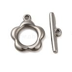 Non-Tarnish 304 Stainless Steel Toggle Clasps, Flower, Stainless Steel Color, Flower: 20.5x17.5x3mm, Hole: 1.8mm, Bar: 6x22x3mm, Hole: 1.8mm(X-STAS-Q324-16P)