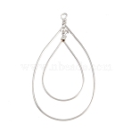 304 Stainless Steel Open Back Bezel Pendants, Teardrop Charms, Stainless Steel Color, 63.5x35x5mm, Hole: 2mm(STAS-D264-09P)