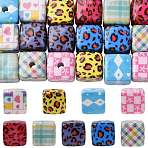 18Pcs 9 Styles Laser & Printed Opaque Acrylic Beads, Cube, Mixed Shapes, 14x14x14mm, Hole: 3.2mm, 2pcs/style(OACR-FS0002-81)