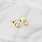Brass Clear Cubic Zirconia Stud Earrings, Golden, Letter G, 6.5x6.5mm(WGC2A80-07)