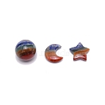 Natural Gemstone Ornaments Display Decorations, No Hole and No Undrilled, Round, Moon & Star, Mixed Color, 29.5x26.5x9mm(DJEW-WH0050-04)