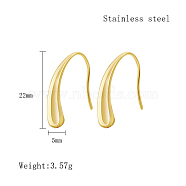304 Stainless Steel Dangle Earrings, Teardrop, Real 18K Gold Plated, 22x5mm(CA7768-2)
