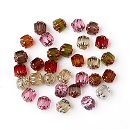 Electroplated Czech Glass Beads, Retro Style, Faceted, Oval, Mixed Color, 6.5x6mm, Hole: 1mm.(X-GLAA-G077-28B)