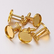 Brass Cuff Button, Cufflink Findings for Apparel Accessories, Golden, Tray: 16mm, 27x18mm(X-KK-E062-G)
