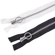 Nylon Garment Accessories, Zip-fastener Component Sets, Nylon and Brass Zipper & Alloy Zipper Puller, Platinum, Mixed Color, 800~828x31x2.5mm, 4strands/set(FIND-BC0001-43)