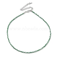 Glass Beaded Necklace, with Alloy Clasps, Green, 16.10 inch(40.9cm)(NJEW-Z029-05R)