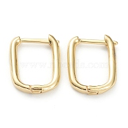Brass Huggie Hoop Earrings, Long-Lasting Plated, Rectangle, Real 18K Gold Plated, 16x12x2mm, Pin: 0.8mm(EJEW-P189-01G)