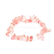 Synthetic Cherry Quartz Glass Chips Beaded Stretch Bracelet for Women, 6-3/4~8-5/8 inch(17~22cm)(PW-WG72437-13)