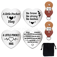 1 Set Friendship Theme Heart Double-Sided Engraved Stainless Steel Commemorative Decision Maker Coin, with 1Pc Velvet Cloth Drawstring Bags, Word, 25x25x2mm, 4pcs/set(AJEW-GL0001-60-001)