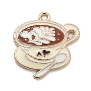 Alloy Enamel Pendants, Light Gold, Coffee Cup, 25.5x24x3mm, Hole: 1.8mm(ENAM-D060-05B-01)