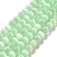 Natural Selenite Beads Strands, Grade A, Dyed, Round, Light Green, 8.5mm, Hole: 0.8mm, about 46pcs/strand, 15.35''(39cm)(G-P493-01H)