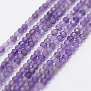 Natural Amethyst Bead Strands, Round, Faceted, 2.5mm, Hole: 0.5mm, about 180~189pcs/strand, 15.3 inch(39cm)(G-G663-17-2mm)