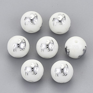 Electroplate Glass Beads, Round with Constellations Pattern, Platinum Plated, Sagittarius, 10mm, Hole: 1.2mm(EGLA-S178-11H-01)