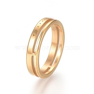 Unisex Ion Plating(IP) 304 Stainless Steel Finger Rings, Golden, Size 5~8, 15~18mm(RJEW-E164-06G)