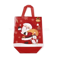 Christmas Theme Laminated Non-Woven Waterproof Bags, Heavy Duty Storage Reusable Shopping Bags, Rectangle with Handles, FireBrick, Santa Claus Pattern, 26.8x12.2x28.7cm(X1-ABAG-B005-01B-01)