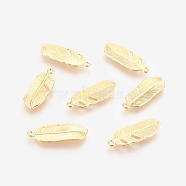 Alloy Pendants, Leaf, Cadmium Free & Lead Free, Golden, 24x9x2mm, Hole: 1mm(PALLOY-R39-G-LF)