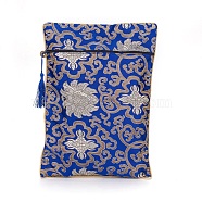 Silk Pouches, with Zipper, Blue, 33.7~33.8x23.9~24.2cm(ABAG-L005-A01)