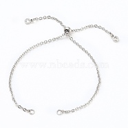 Adjustable 304 Stainless Steel Cable Chain Slider Bracelet/Bolo Bracelets Making, with Brass Cubic Zirconia Charms, Stainless Steel Color, Single Chain Length: about 5-1/4 inch(13.3cm)(X-AJEW-JB00780-01)