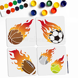 US 4Pcs 4 Styles Sport Ball PET Hollow Out Drawing Painting Stencils, for DIY Scrapbook, Photo Album, Sports, 300x300mm, 1pc/style(DIY-MA0004-14)