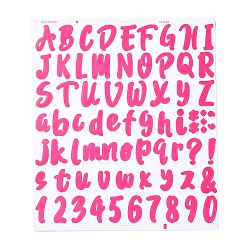 Number & Alphabet & Sign PVC Waterproof Self-Adhesive Sticker, for Gift Cards Decoration, Deep Pink, 21.5x18.5x0.02cm, Tags: 5~26x5~20mm, 72pcs/sheet(DIY-I073-04C)