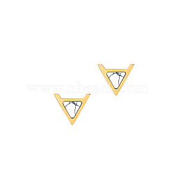 Triangle Stainless Steel Synthetic Turquoise Stud Earrings, Silver, 11x10mm(FS-WG0B5B2-04)