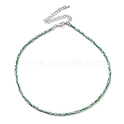 Glass Beaded Necklace, with Alloy Clasps, Green, 16.10 inch(40.9cm)(NJEW-Z029-05R)