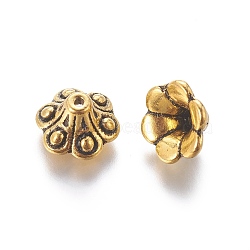 Tibetan Style Bell Filigree Bead Caps, Cadmium Free & Lead Free, Flower, Antique Golden, 9x5mm, Hole: 1.5mm(TIBE-A23845-AG-LF)