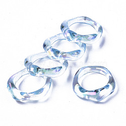 Transparent Resin Finger Rings, AB Color Plated, Light Sky Blue, US Size 6 3/4(17.1mm)(RJEW-T013-001-E06)