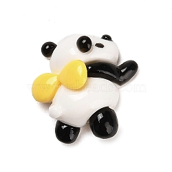 Opaque Resin Animal Cabochons, Cute Panda with Bowknot, Black, 17x17x8mm(CRES-M024-01D)