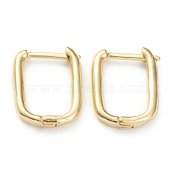 Brass Huggie Hoop Earrings, Long-Lasting Plated, Rectangle, Real 18K Gold Plated, 16x12x2mm, Pin: 0.8mm(EJEW-P189-01G)