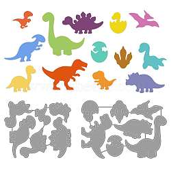 Carbon Steel Cutting Dies Stencils, for DIY Scrapbooking, Photo Album, Decorative Embossing Paper Card, Stainless Steel Color, Dinosaur Pattern, 114~147x98~100x0.8mm, 2pcs/set(DIY-WH0309-1035)