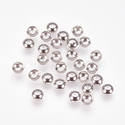 Non-Tarnish Apetalous 201 Stainless Steel Bead Caps, Stainless Steel Color, 4x1.5mm, Hole: 0.8mm(STAS-L205-13B)