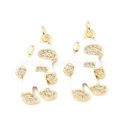 Brass Micro Pave Clear Cubic Zirconia Pendants, with Enamel and Jump Ring Long-Lasting Plated, Astronaut, Real 18K Gold Plated, 23x13x2mm, Jump Ring: 5x0.8xmm, 3.4mm Inner Diameter(ZIRC-K086-33G)