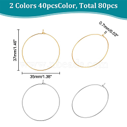 304 Stainless Steel Hoop Earring Findings, Wine Glass Charms Findings, Golden & Stainless Steel Color, 37x35x0.7mm, 2 colors, 40pcs/color, 80pcs/box(STAS-UN0003-97)