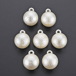 ABS Plastic Imitation Pearl Pendants, Round, Seashell Color, 21.5x17mm, Hole: 3mm, about 170pcs/500g(KY-T023-001)