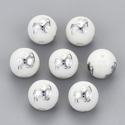 Electroplate Glass Beads, Round with Constellations Pattern, Platinum Plated, Sagittarius, 10mm, Hole: 1.2mm(EGLA-S178-11H-01)