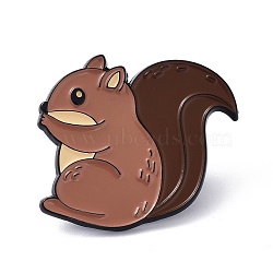 Squirrel Enamel Pin, Cute Alloy Enamel Brooch for Backpacks Clothes, Electrophoresis Black, Camel, 27x31x11mm(JEWB-C008-08EB)