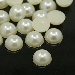 Acrylic Cabochons, Imitation Pearl, Half Round/Dome, Creamy White, 14x6mm, about 500pcs/bag(OACR-C004-14x6mm-22)