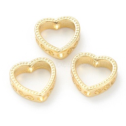 Brass Bead Frames, Long-Lasting Plated, Heart, Real 18K Gold Plated, 9.5x10x3mm, Hole: 1.4mm(KK-J277-01G)