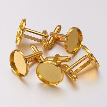 Brass Cuff Button, Cufflink Findings for Apparel Accessories, Golden, Tray: 16mm, 27x18mm