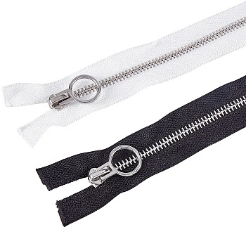 Nylon Garment Accessories, Zip-fastener Component Sets, Nylon and Brass Zipper & Alloy Zipper Puller, Platinum, Mixed Color, 800~828x31x2.5mm, 4strands/set