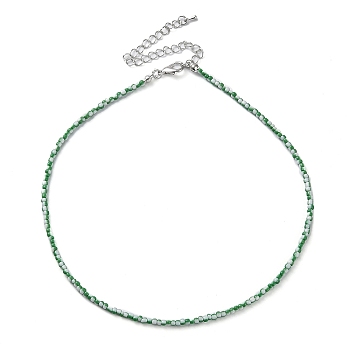 Glass Beaded Necklace, with Alloy Clasps, Green, 16.10 inch(40.9cm)