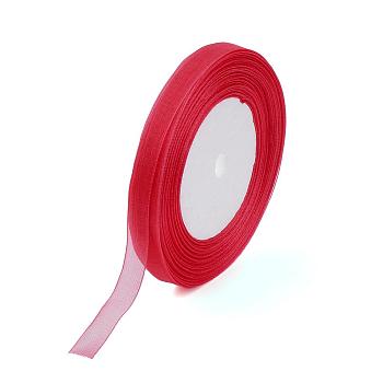Sheer Organza Ribbon, Wide Ribbon for Wedding Decorative, Red, 2 inch(50mm), 50yards/roll(45.72m/roll), 4 rolls/group, 200 yards/group(182.88m/group)